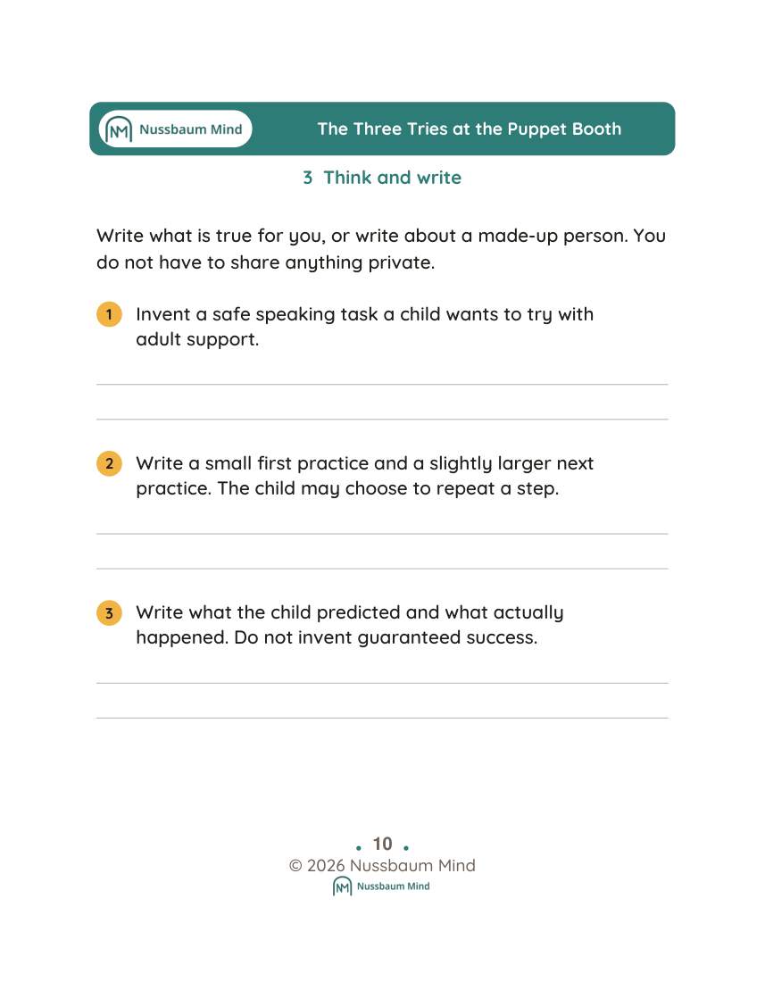 The Three Tries at the Puppet Booth activity page 3