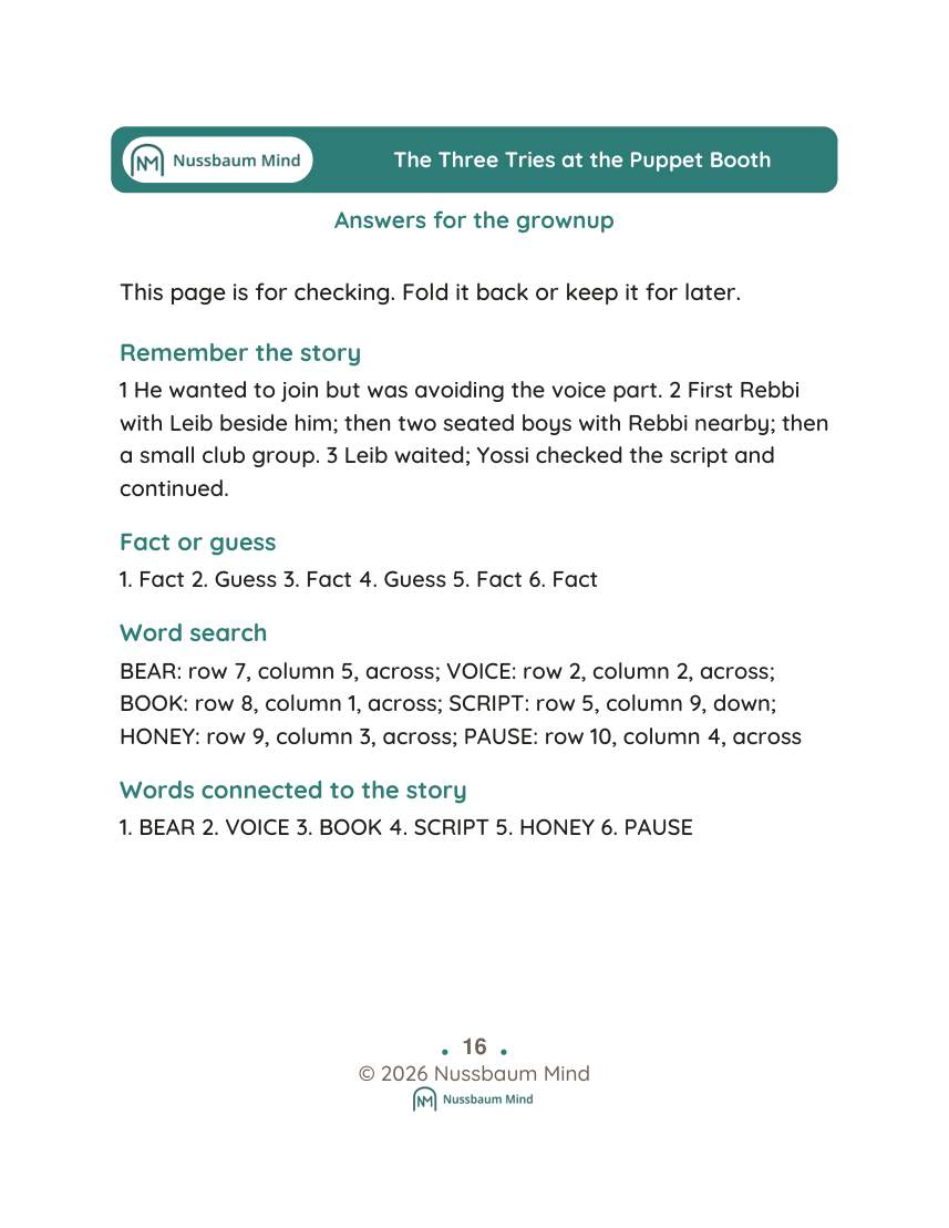 The Three Tries at the Puppet Booth activity page 9