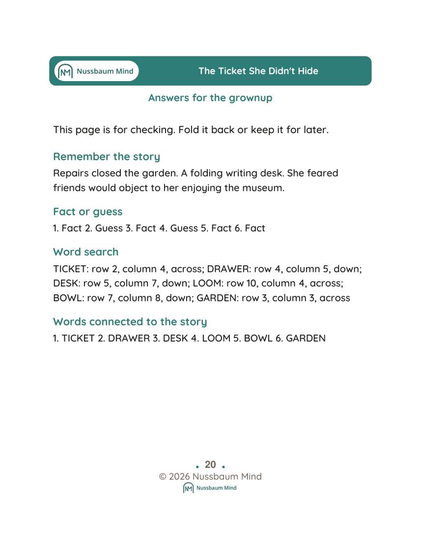 The Ticket She Didn't Hide activity page 9