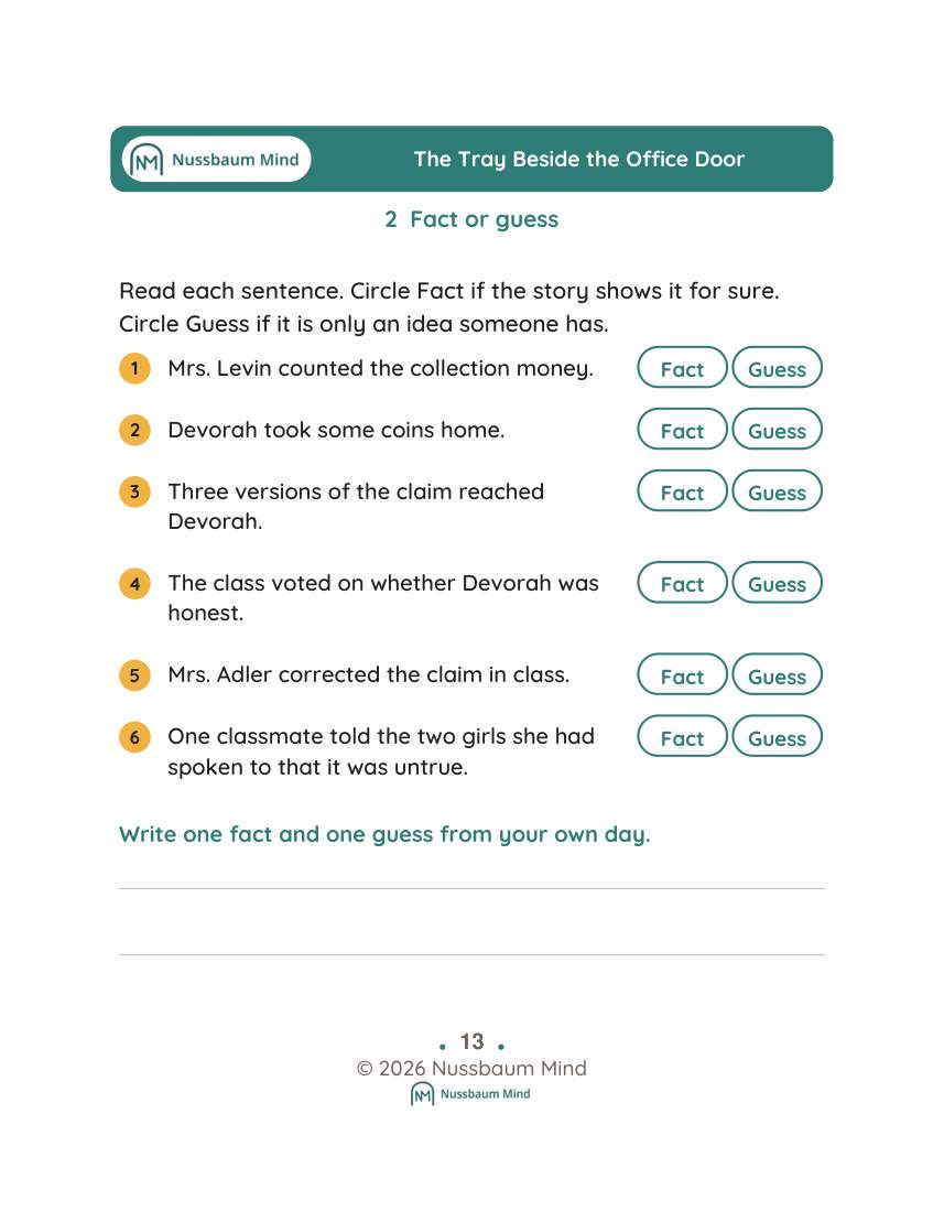 The Tray Beside the Office Door activity page 2