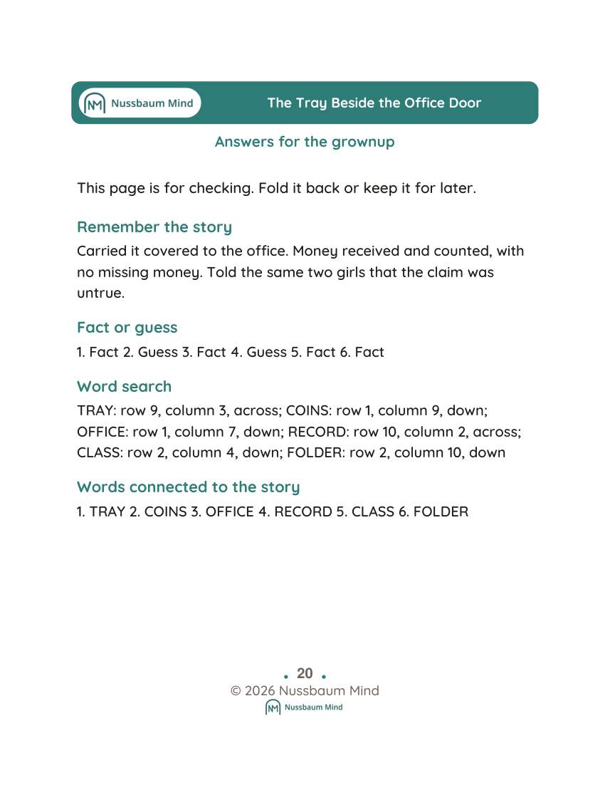 The Tray Beside the Office Door activity page 9
