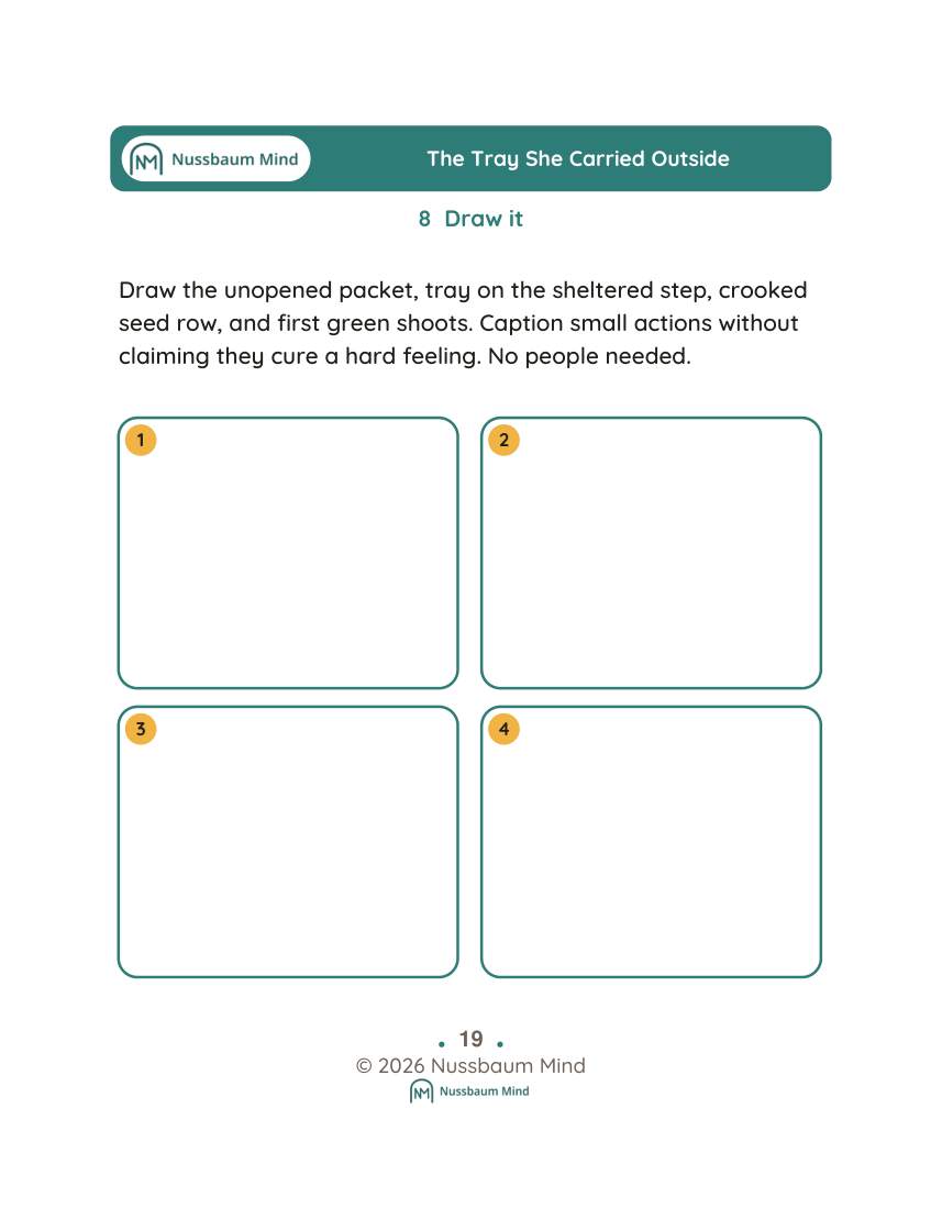 The Tray She Carried Outside activity page 8