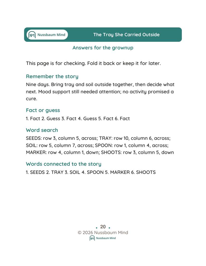The Tray She Carried Outside activity page 9