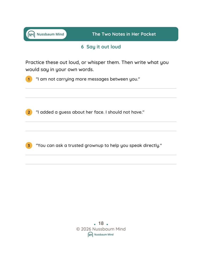 The Two Notes in Her Pocket activity page 6