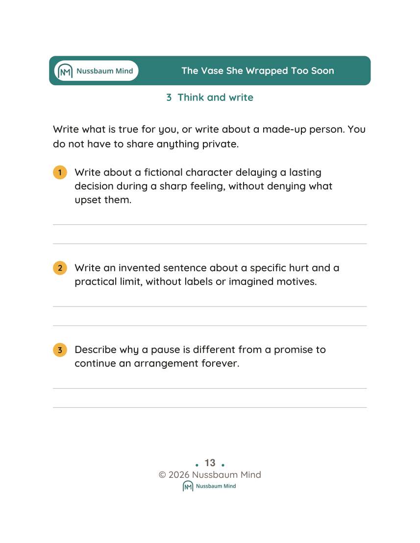 The Vase She Wrapped Too Soon activity page 3