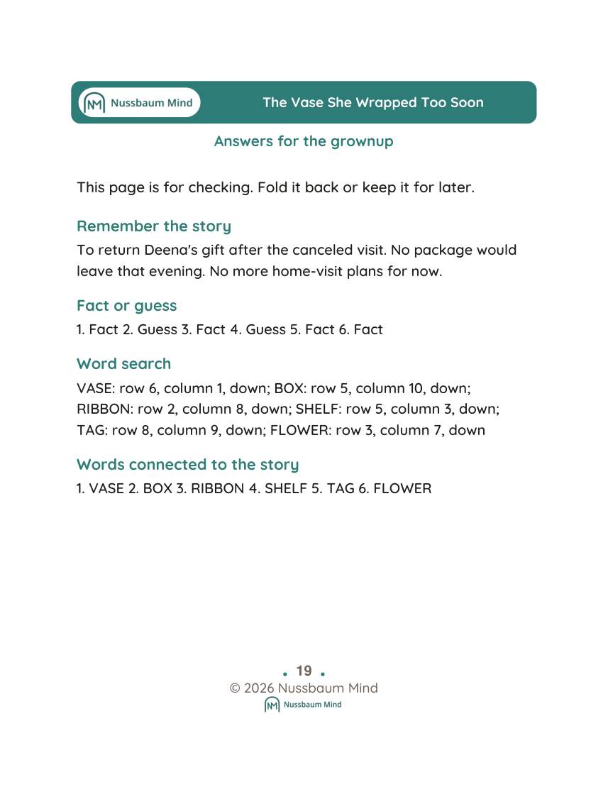 The Vase She Wrapped Too Soon activity page 9