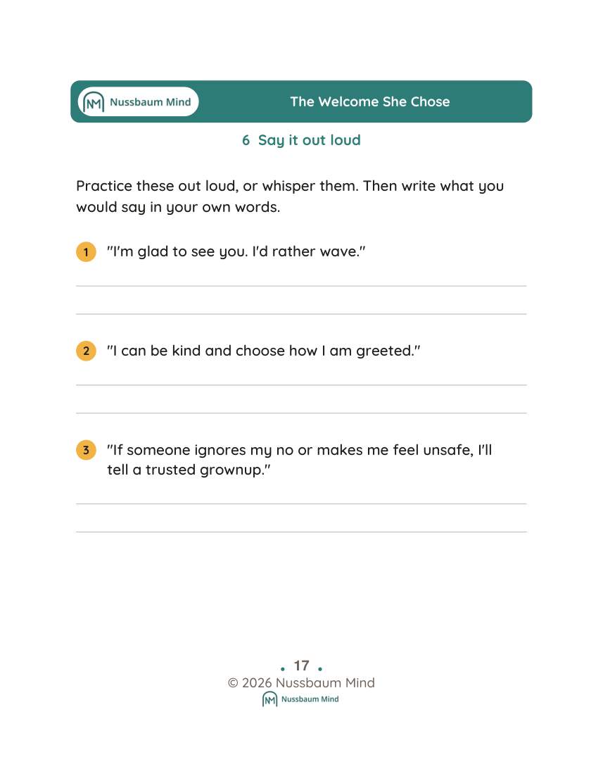 The Welcome She Chose activity page 6