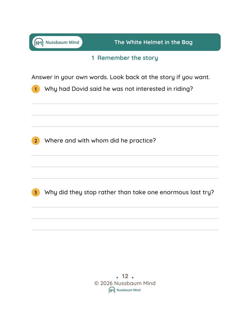 The White Helmet in the Bag activity page 1