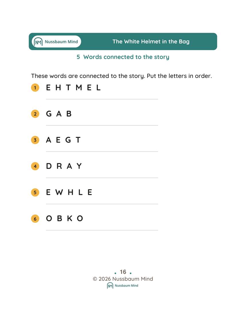 The White Helmet in the Bag activity page 5