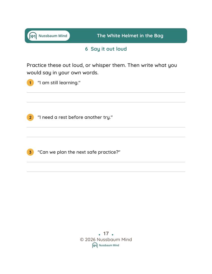 The White Helmet in the Bag activity page 6
