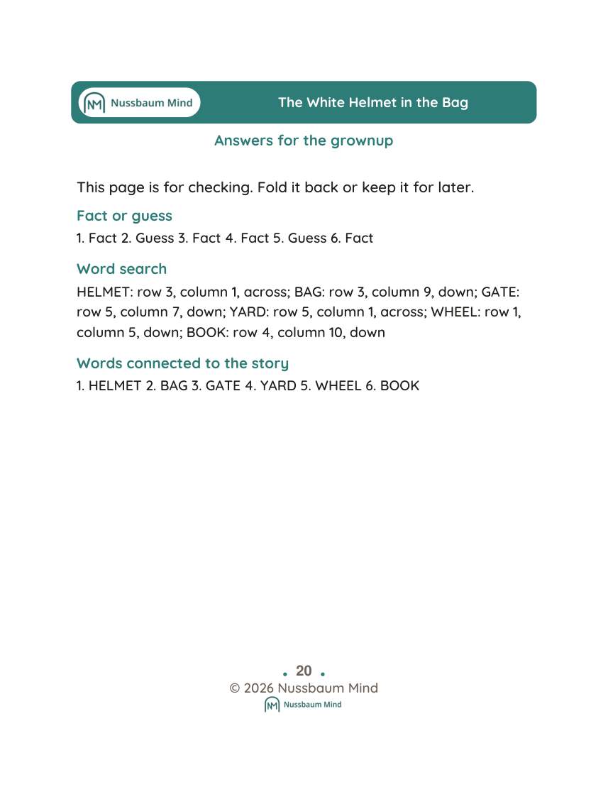 The White Helmet in the Bag activity page 9