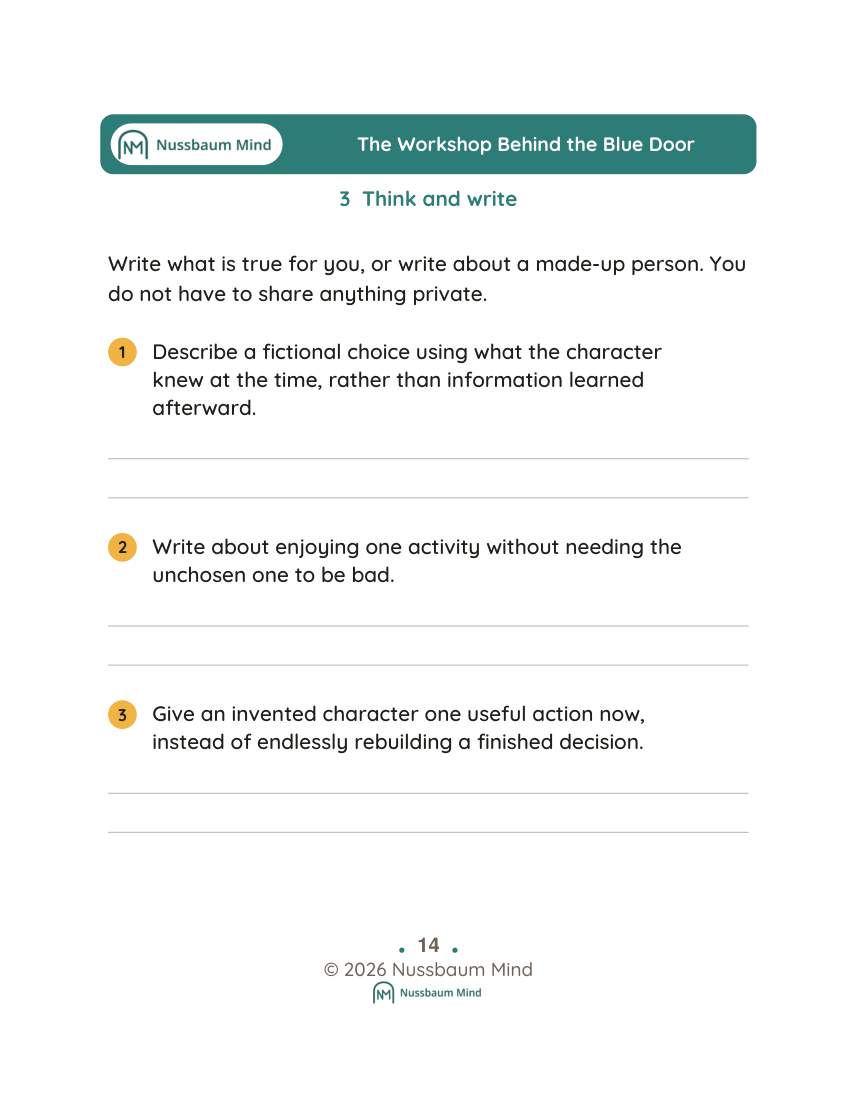 The Workshop Behind the Blue Door activity page 3