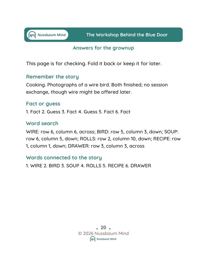 The Workshop Behind the Blue Door activity page 9