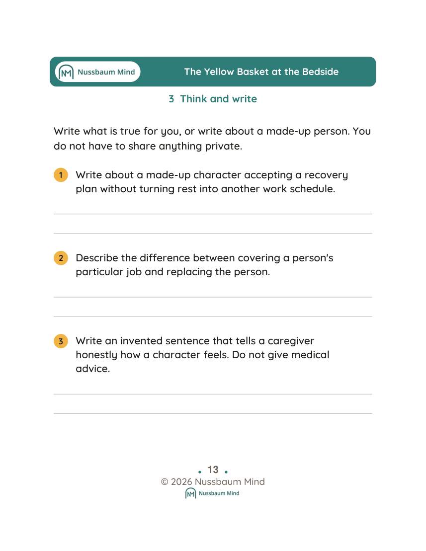 The Yellow Basket at the Bedside activity page 3