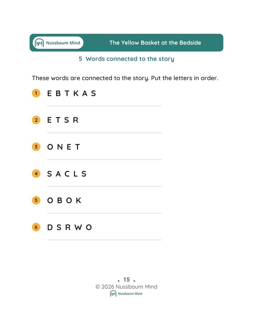 The Yellow Basket at the Bedside activity page 5